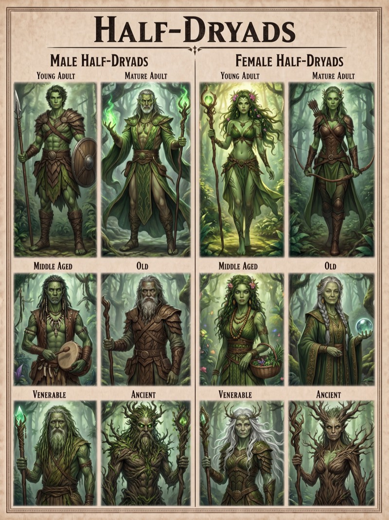 Half-Dryad Encyclopedia race sheet