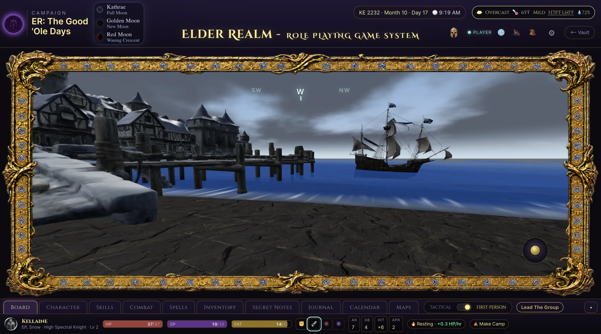 Current Elder Realm scrying mirror showing the City Pier biome in character point of view