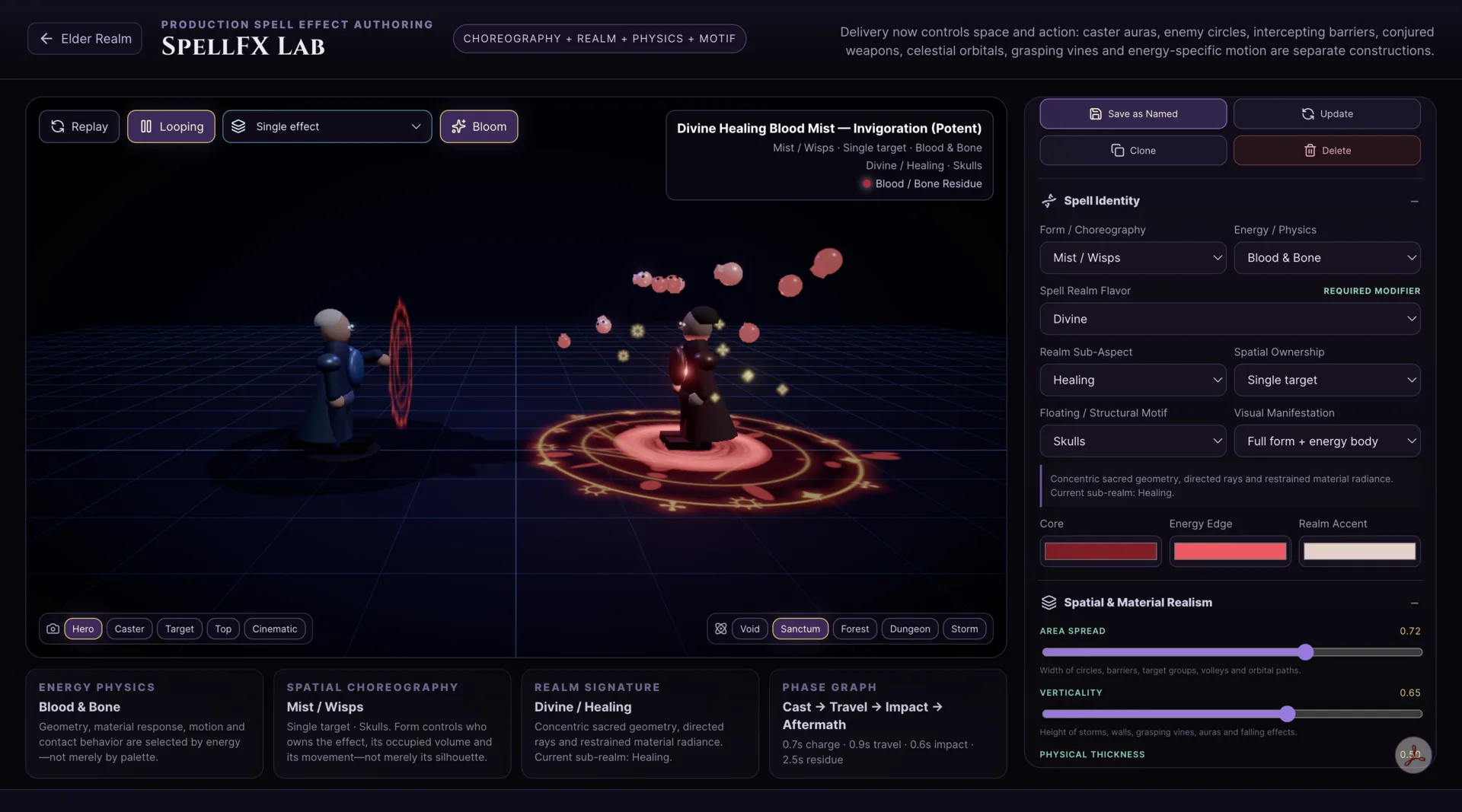 SpellFX Lab showing a Game Master-authored shared visual effect