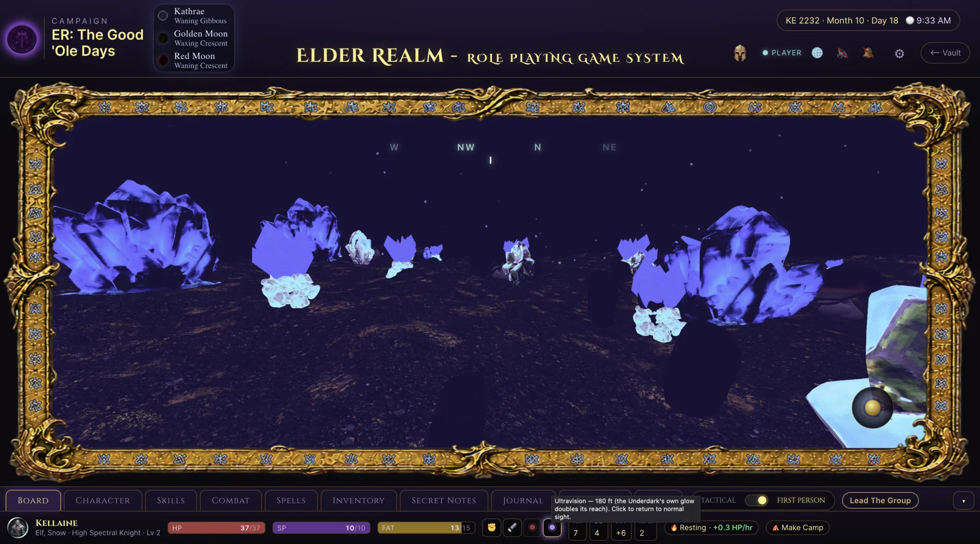 Elder Realm character point of view in the Underdark with UltraVision active